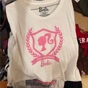 Barbie White and Pink Crop Top